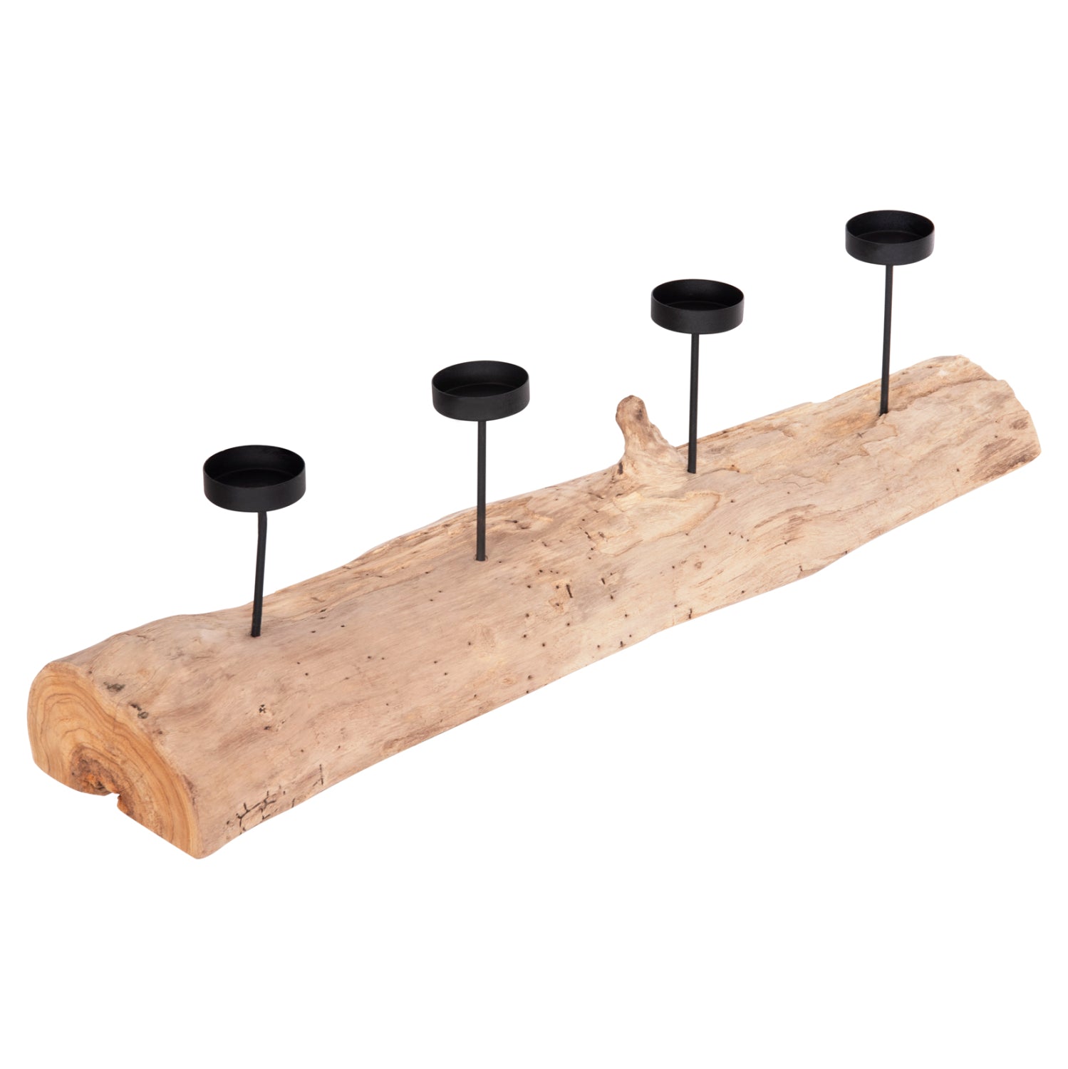 TABLE CANDLE HOLDER FRAN HM4391 TEAK WOOD-METAL 71x15x17Hcm.