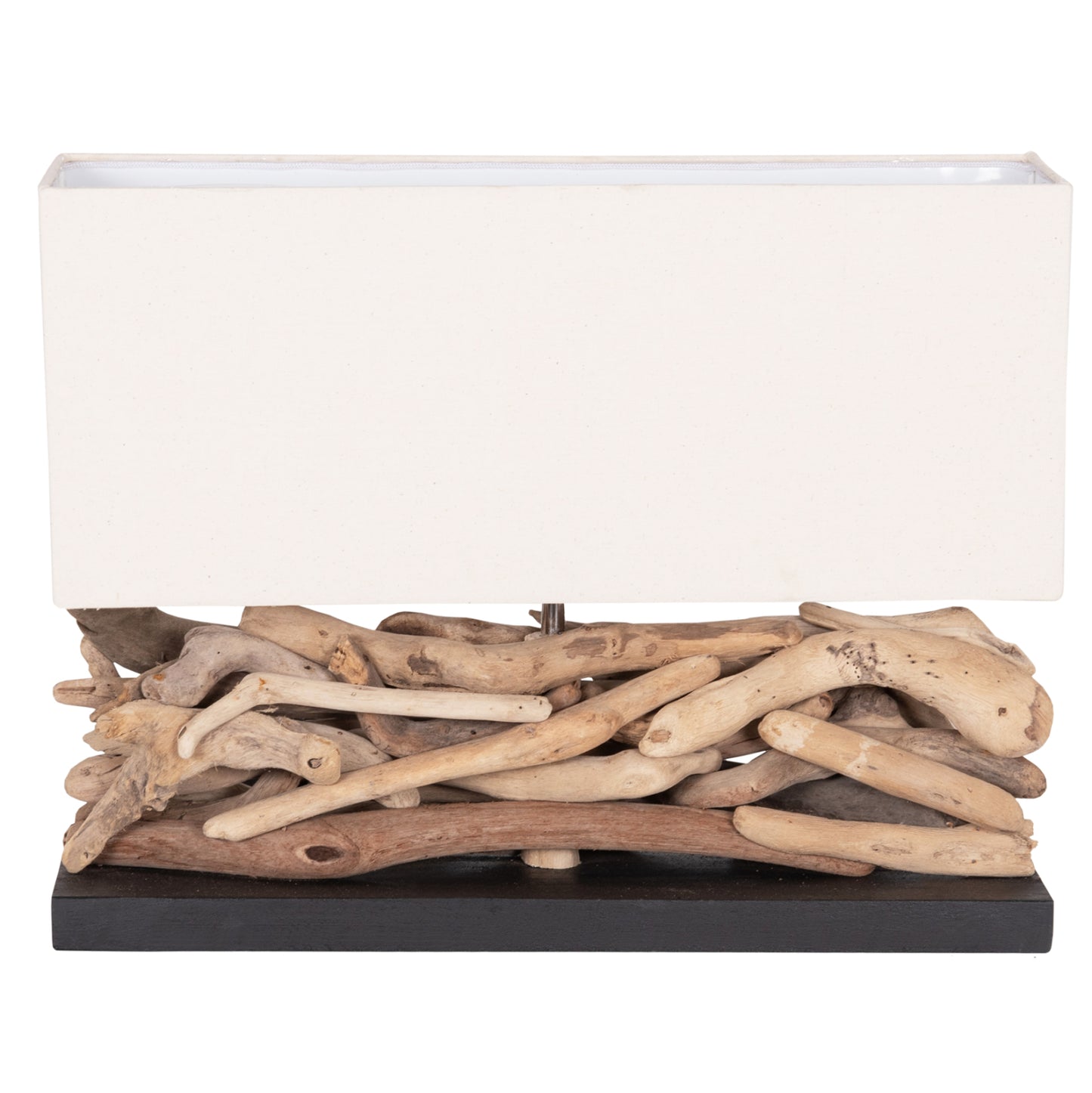 TABLE LAMP RECTANGULAR TWIGGY HM4432 DRIFTWOOD & WHITE CAP 50x16.5x38Hcm.
