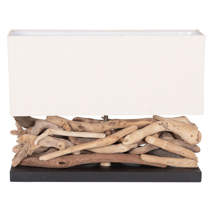 TABLE LAMP RECTANGULAR TWIGGY HM4432 DRIFTWOOD & WHITE CAP 50x16.5x38Hcm.