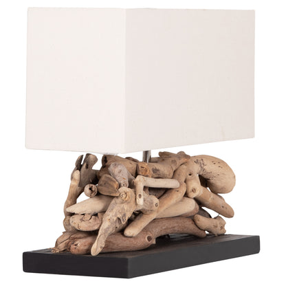 TABLE LAMP RECTANGULAR TWIGGY HM4432 DRIFTWOOD & WHITE CAP 50x16.5x38Hcm.