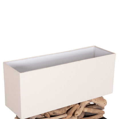 TABLE LAMP RECTANGULAR TWIGGY HM4432 DRIFTWOOD & WHITE CAP 50x16.5x38Hcm.