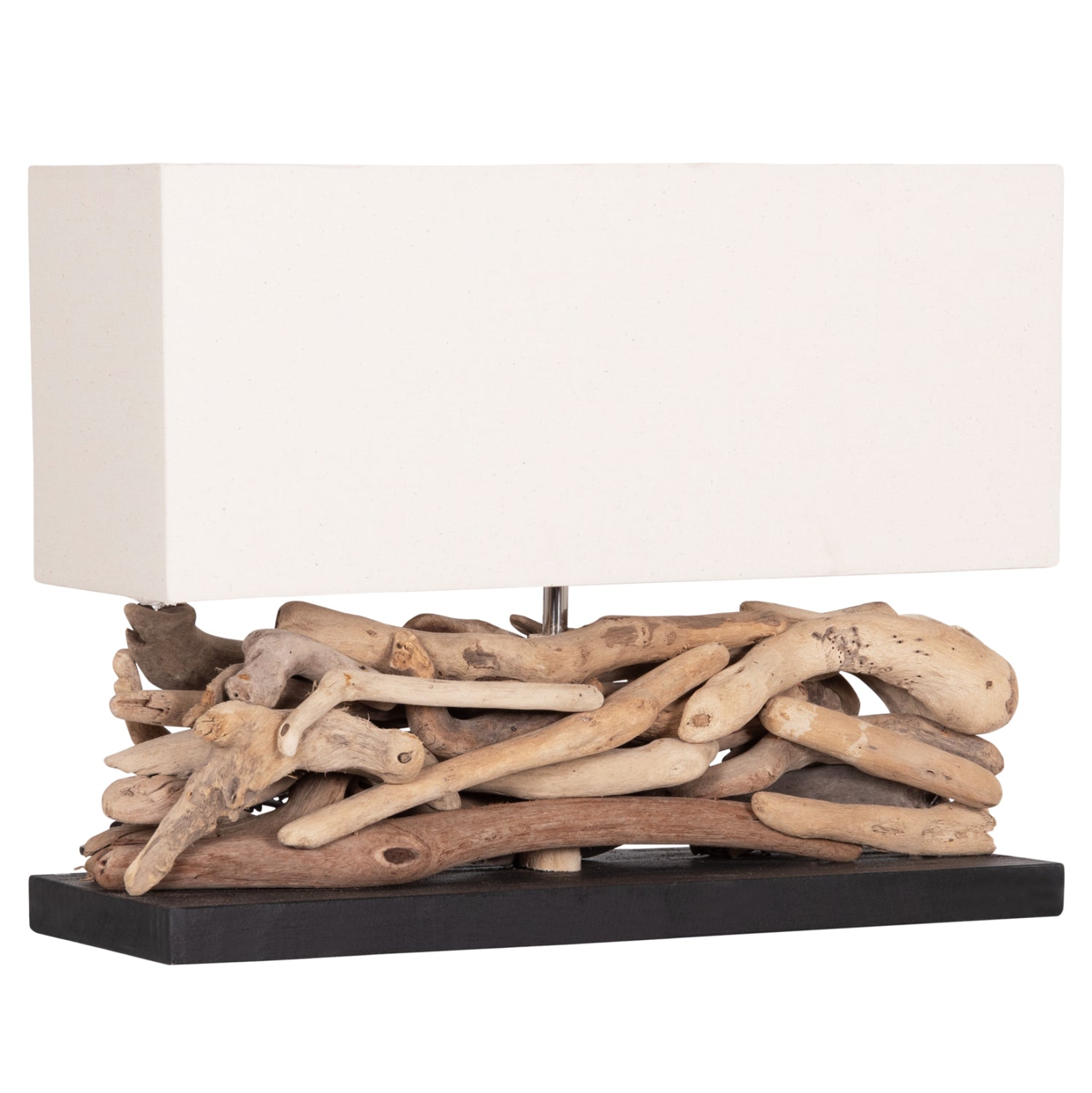 TABLE LAMP RECTANGULAR TWIGGY HM4432 DRIFTWOOD & WHITE CAP 50x16.5x38Hcm.