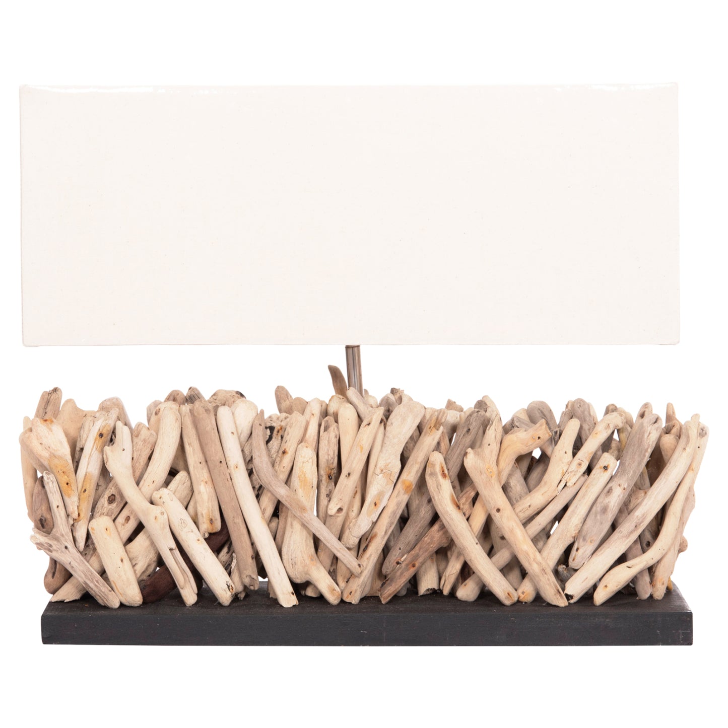 TABLE LAMP RECTANGULAR TWIGGY HM4434 DRIFTWOOD & WHITE CAP 56x16.5x43Hcm.