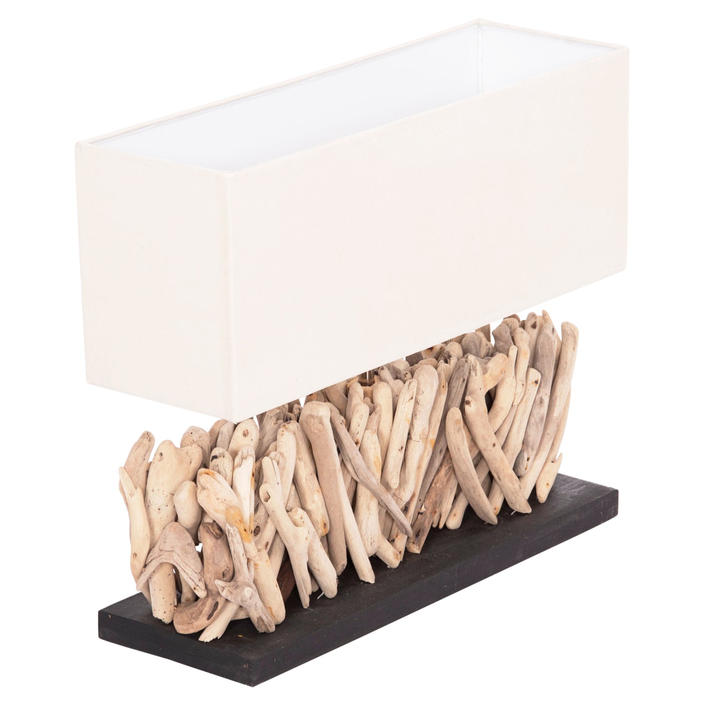 TABLE LAMP RECTANGULAR TWIGGY HM4434 DRIFTWOOD & WHITE CAP 56x16.5x43Hcm.