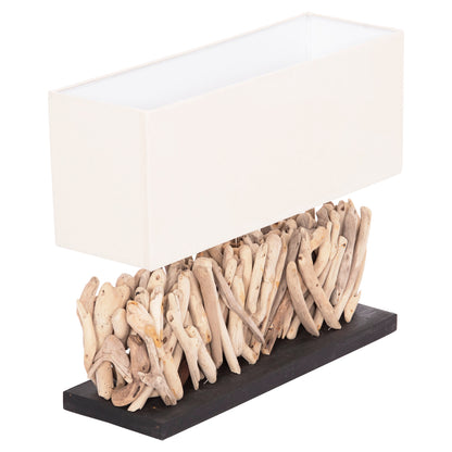 TABLE LAMP RECTANGULAR TWIGGY HM4434 DRIFTWOOD & WHITE CAP 56x16.5x43Hcm.