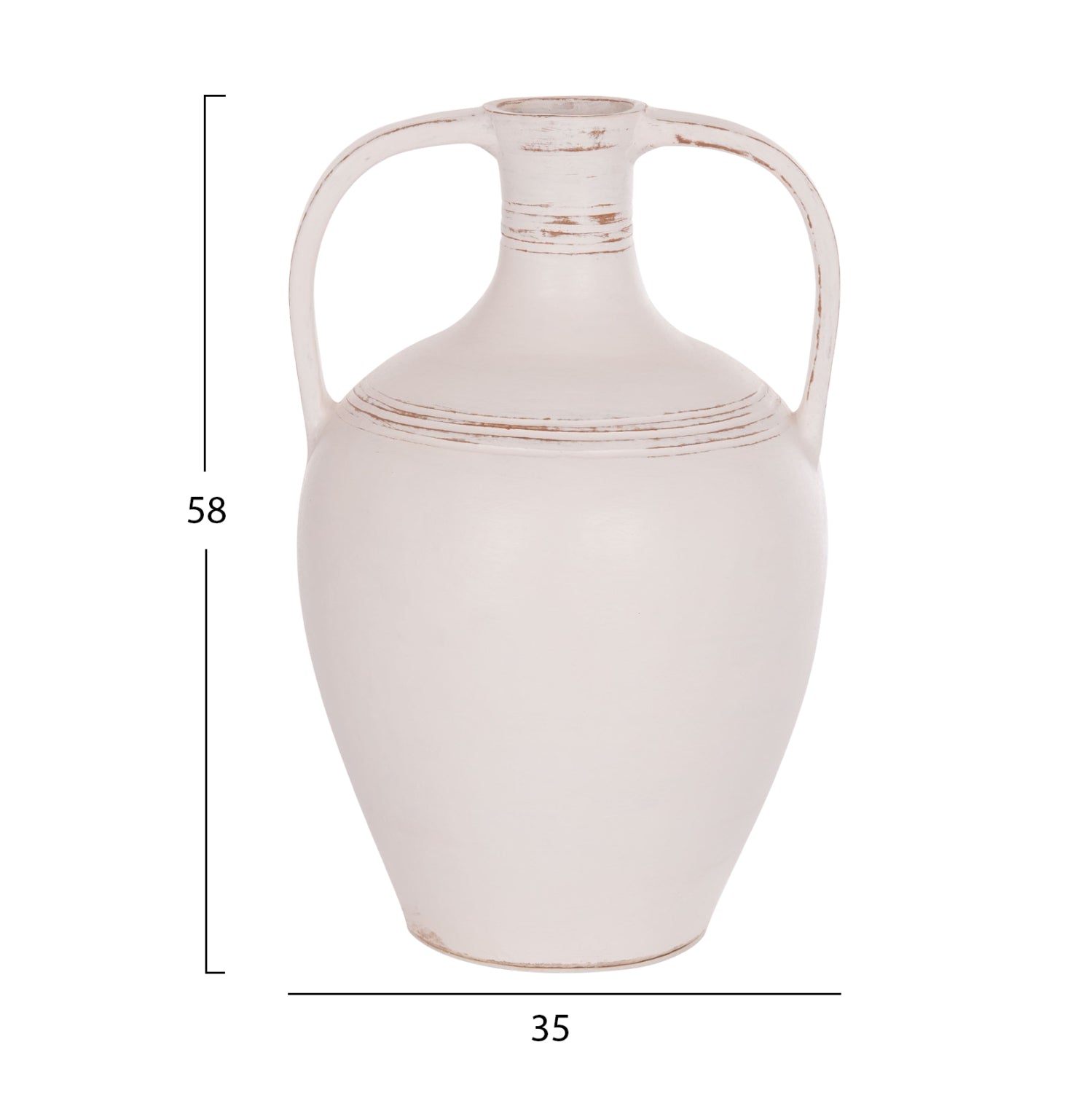 DECORATIVE VASE (AMPHORA) FEAX HM4676.02L TERRACOTA IN WHITE--35x35x58Hcm.