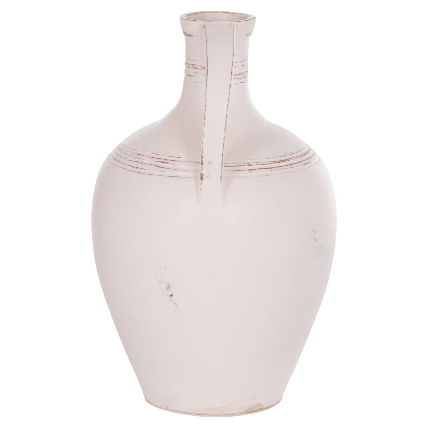 DECORATIVE VASE (AMPHORA) FEAX HM4676.02L TERRACOTA IN WHITE--35x35x58Hcm.