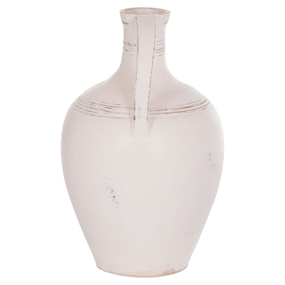 DECORATIVE VASE (AMPHORA) FEAX HM4676.02L TERRACOTA IN WHITE--35x35x58Hcm.