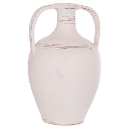DECORATIVE VASE (AMPHORA) FEAX HM4676.02L TERRACOTA IN WHITE--35x35x58Hcm.