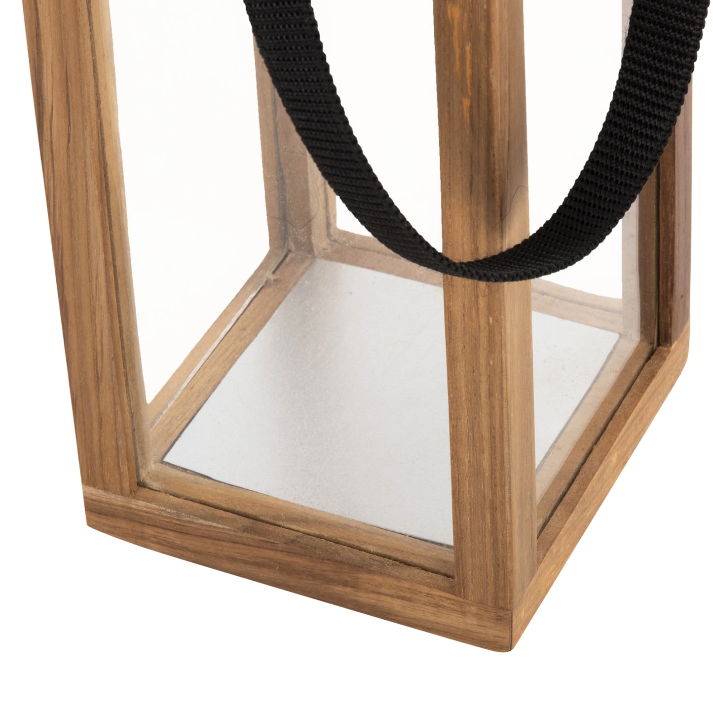 LANTERNS FOR CANDLES WITH NYLON HANDLES AND GLASS HM4280 TEAK WOOD IN NATURAL 21x21x40-70H cm.