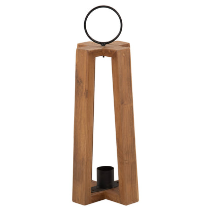 LANTERNS FOR CANDLES WITH RING HANDLES HM4276 TEAK WOOD IN NATURAL 24x24x50-61H cm.