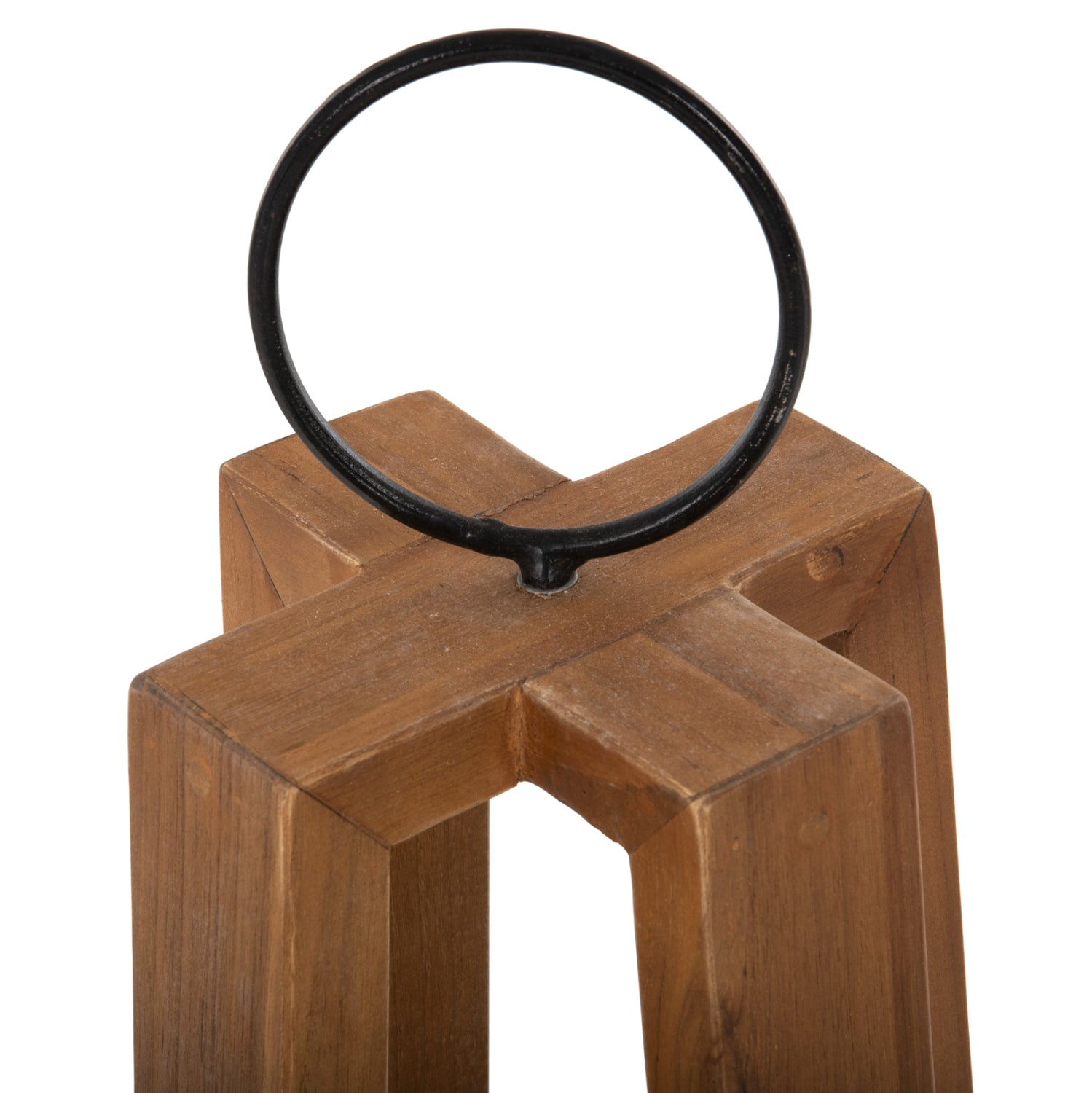 LANTERNS FOR CANDLES WITH RING HANDLES HM4276 TEAK WOOD IN NATURAL 24x24x50-61H cm.