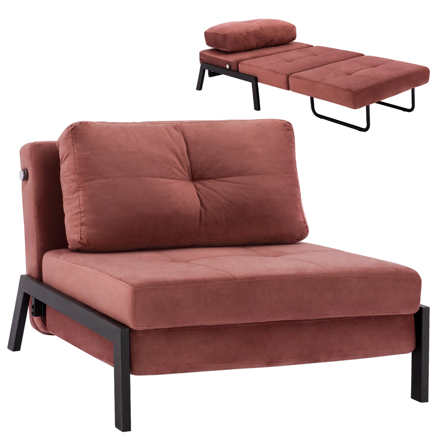 HM3078.12 ARMCHAIR/BED CONSTANCE, DUSTY PINK VELVET 95x92x66Y cm.