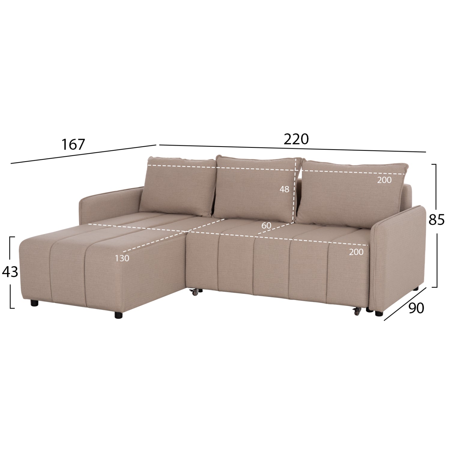 STUDENT PACK 3PCS LIVING ROOM HM11384 BEIGE
