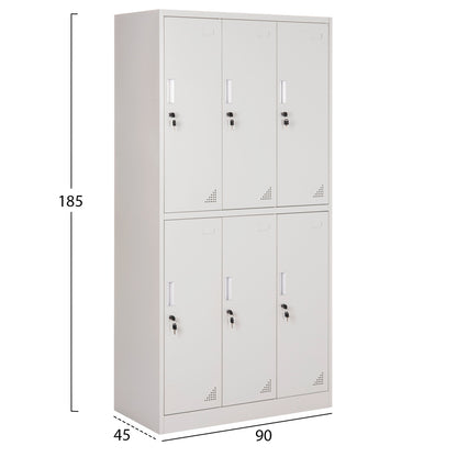 LOCKER METALLIC BRAILA HM5546.11 6 CABINETS WITH KEY LOCKS IN LIGHT GREY 90x45x185Hcm.