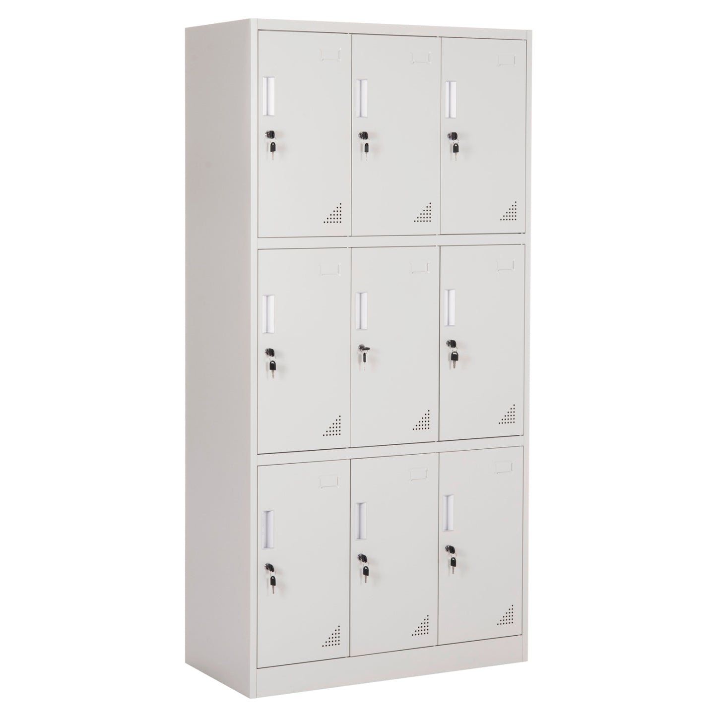 LOCKER METALLIC MALMOE HM5636.11 9 CABINETS WITH KEY LOCKS IN LIGHT GREY 90x45x185Hcm.