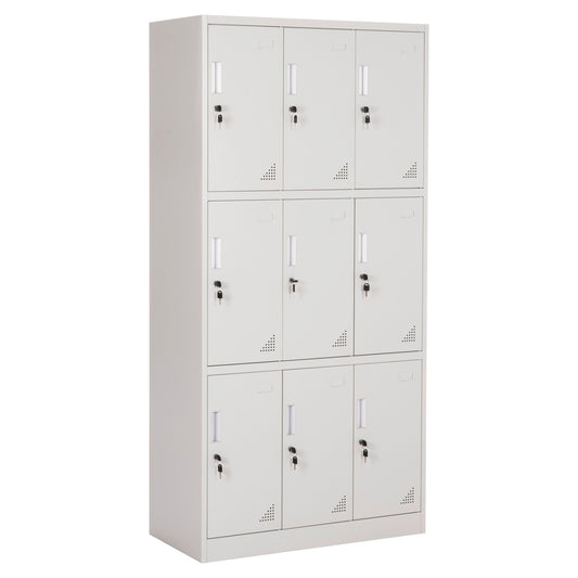 LOCKER METALLIC MALMOE HM5636.11 9 CABINETS WITH KEY LOCKS IN LIGHT GREY 90x45x185Hcm.
