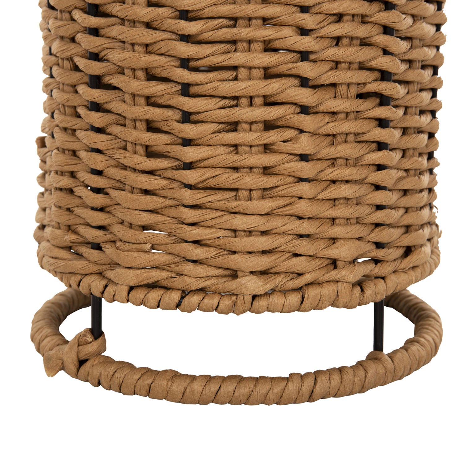 FLOOR STANDING LAMP HM4342 METAL-PAPER ROPE IN SAND BEIGE-BLACK Φ20Χ120Hcm.