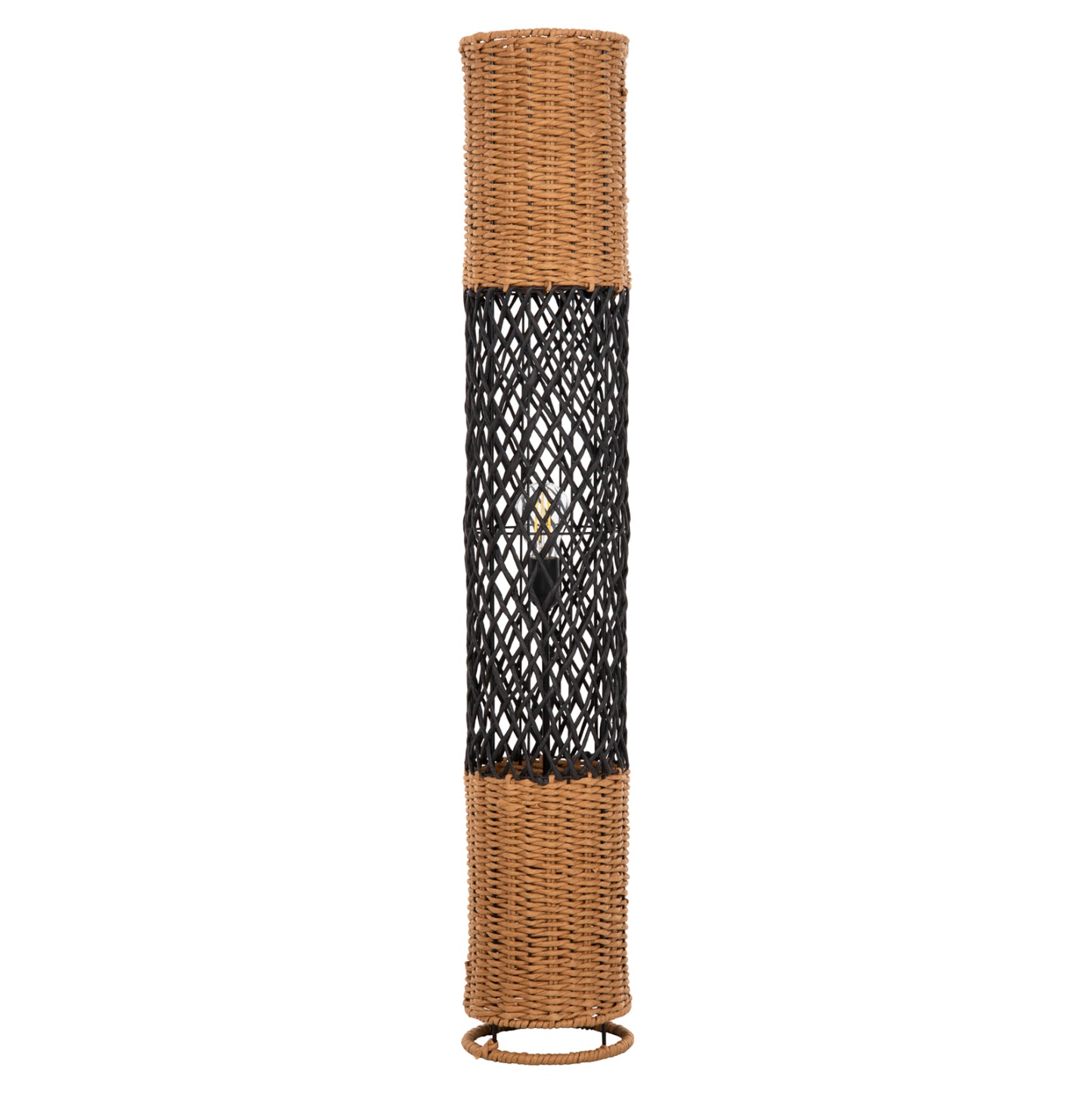 FLOOR STANDING LAMP HM4342 METAL-PAPER ROPE IN SAND BEIGE-BLACK Φ20Χ120Hcm.