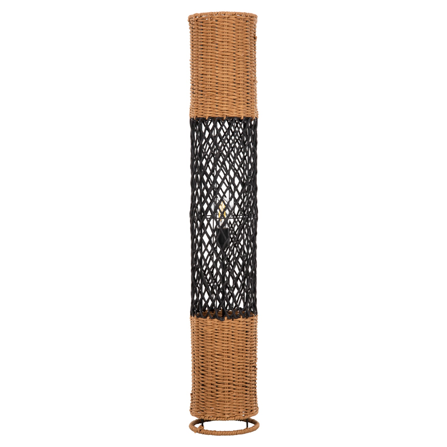 FLOOR STANDING LAMP HM4342 METAL-PAPER ROPE IN SAND BEIGE-BLACK Φ20Χ120Hcm.