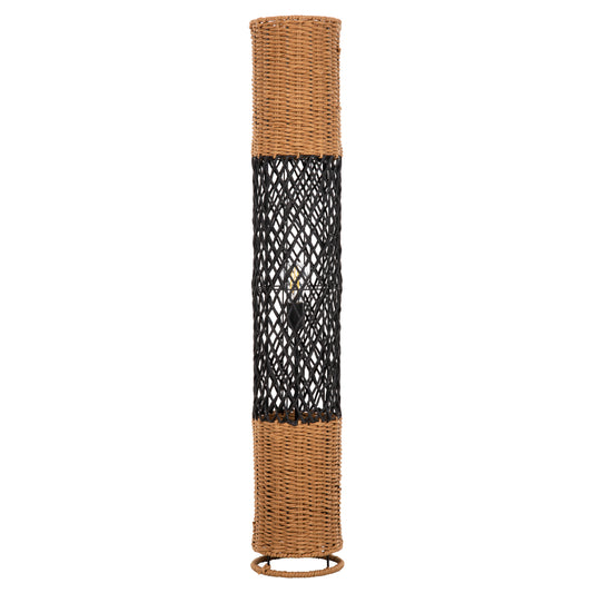 FLOOR STANDING LAMP HM4342 METAL-PAPER ROPE IN SAND BEIGE-BLACK Φ20Χ120Hcm.