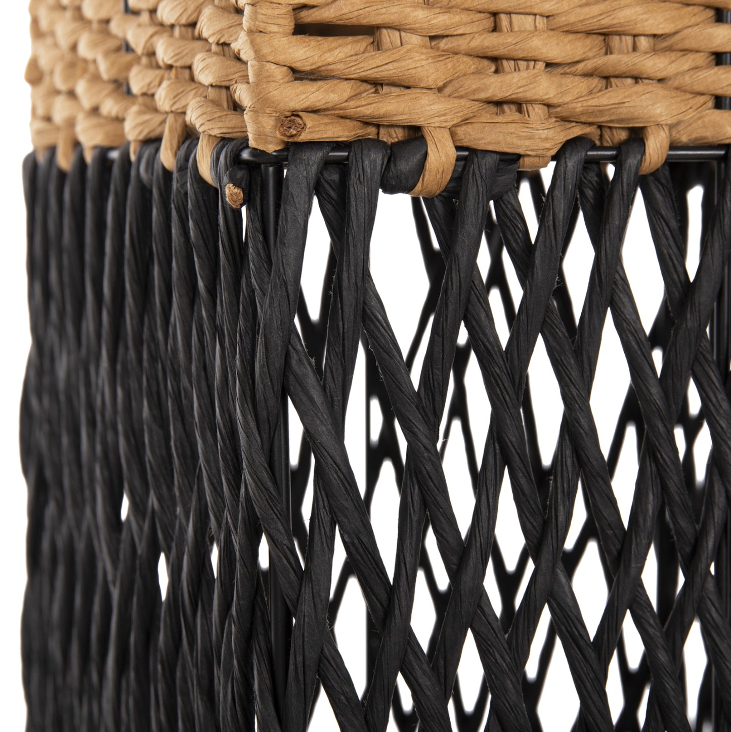 FLOOR STANDING LAMP HM4355 METAL-PAPER ROPE IN SAND BEIGE-BLACK 21x21x119,5Hcm.