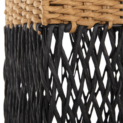 FLOOR STANDING LAMP HM4355 METAL-PAPER ROPE IN SAND BEIGE-BLACK 21x21x119,5Hcm.