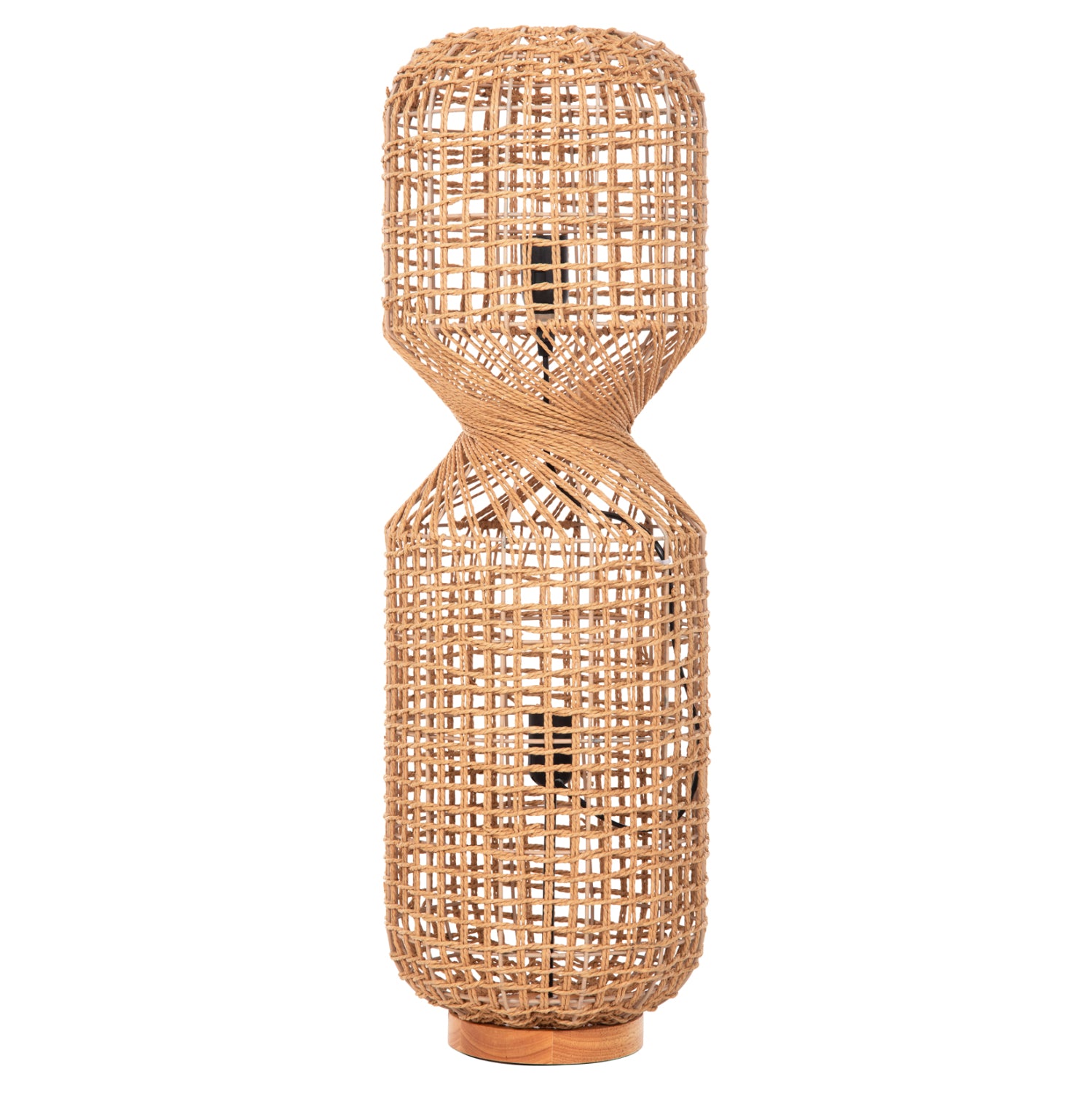 FLOOR STANDING LAMP HM4359 METAL-PAPER ROPE IN BROWN- 2 LIGHT BULBS Φ25x78.5Hcm.