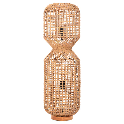 FLOOR STANDING LAMP HM4359 METAL-PAPER ROPE IN BROWN- 2 LIGHT BULBS Φ25x78.5Hcm.
