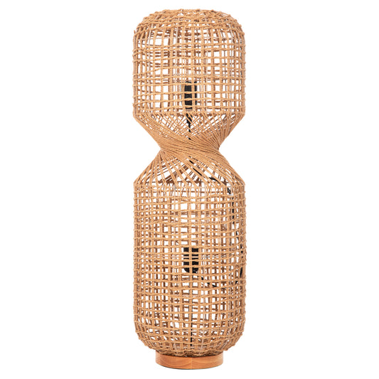 FLOOR STANDING LAMP HM4359 METAL-PAPER ROPE IN BROWN- 2 LIGHT BULBS Φ25x78.5Hcm.