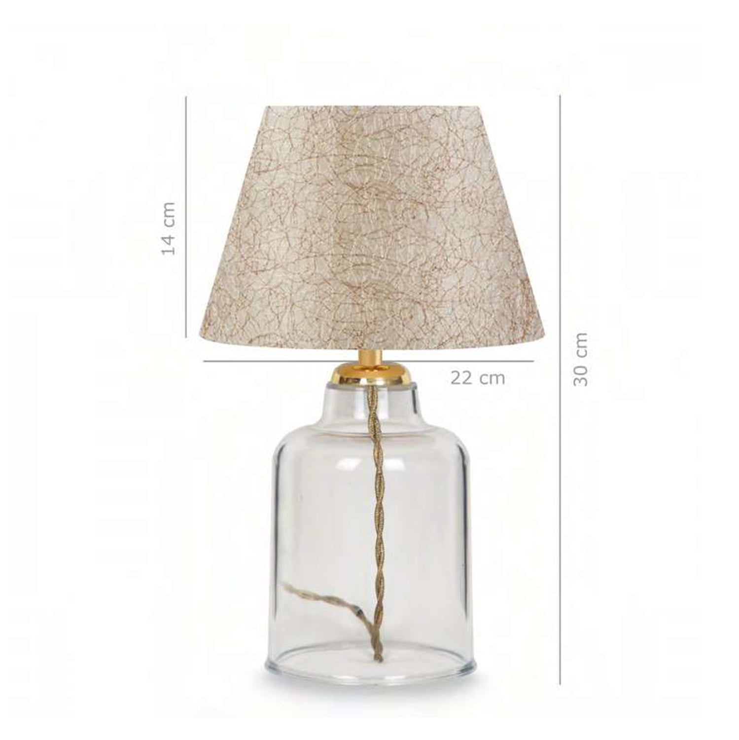TABLE LAMP HM7583.03 GOLDEN CAP, TRANSPARENT BASE, GOLDEN PILLAR
