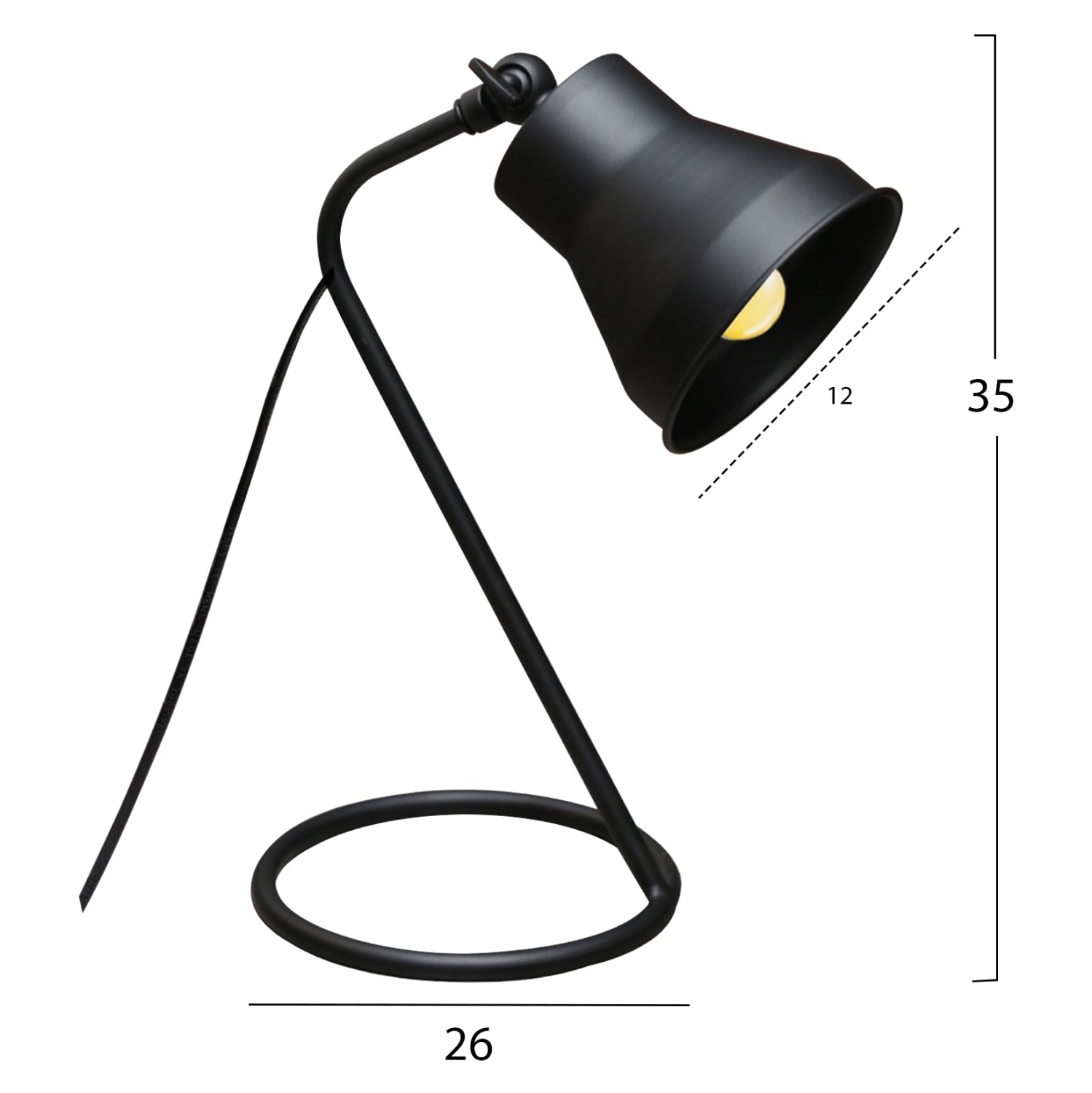 TABLE/DESKTOP LAMP HM7589.01 BLACK RING BASE, BLACK CAP