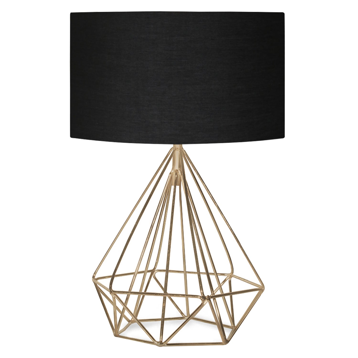 TABLE LAMP HM7606.02 GOLD METAL BODY, BLACK DRUM SHADE FABRIC