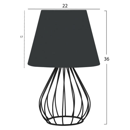 TABLE LAMP HM7604.01 BLACK METAL BODY, BLACK CAP FABRIC