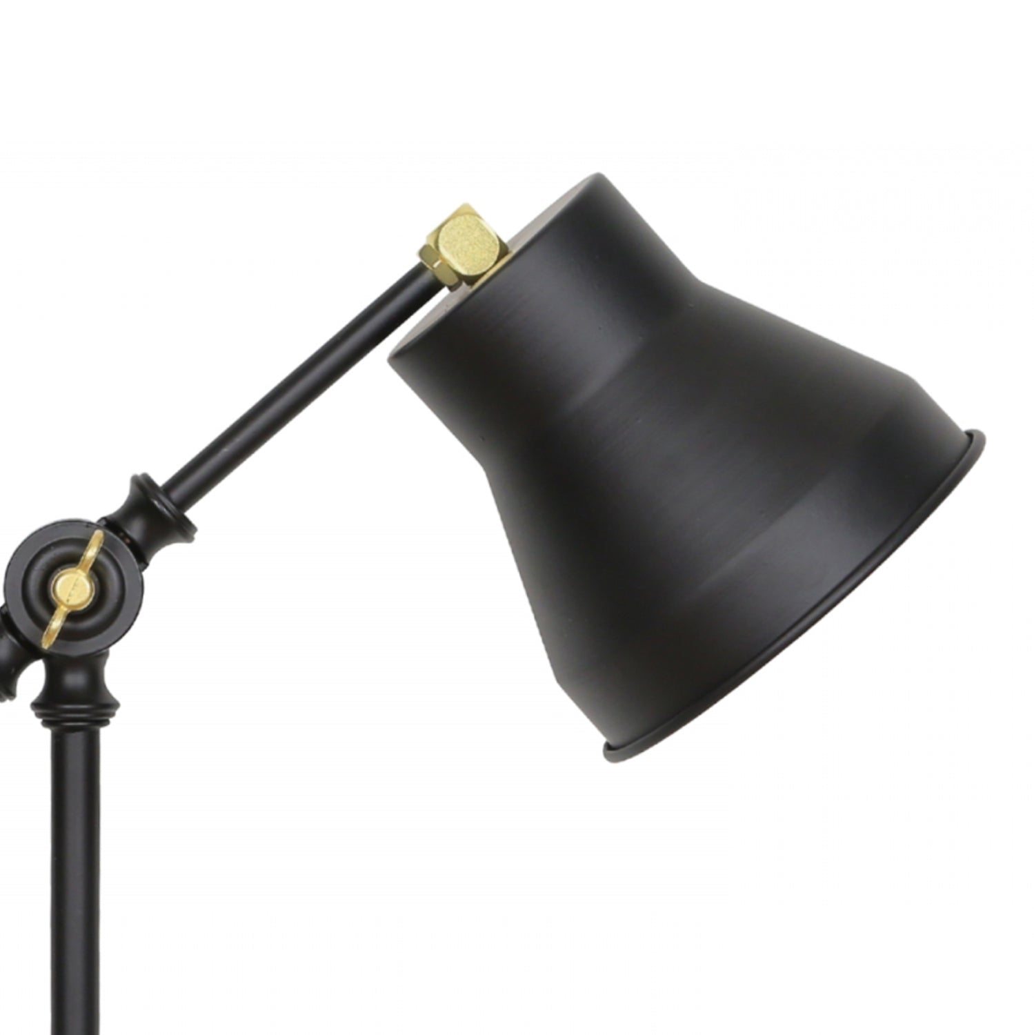 TABLE LAMP HM7584.01 LIGHT BROWN BASE, BLACK PILLAR AND ARM, BLACK CAP