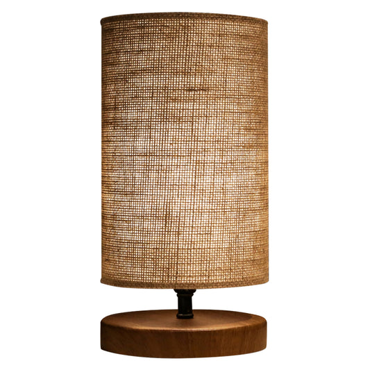 TABLE LAMP HM7596.01 BROWN BASE, SAND COLORED WICKER CAP