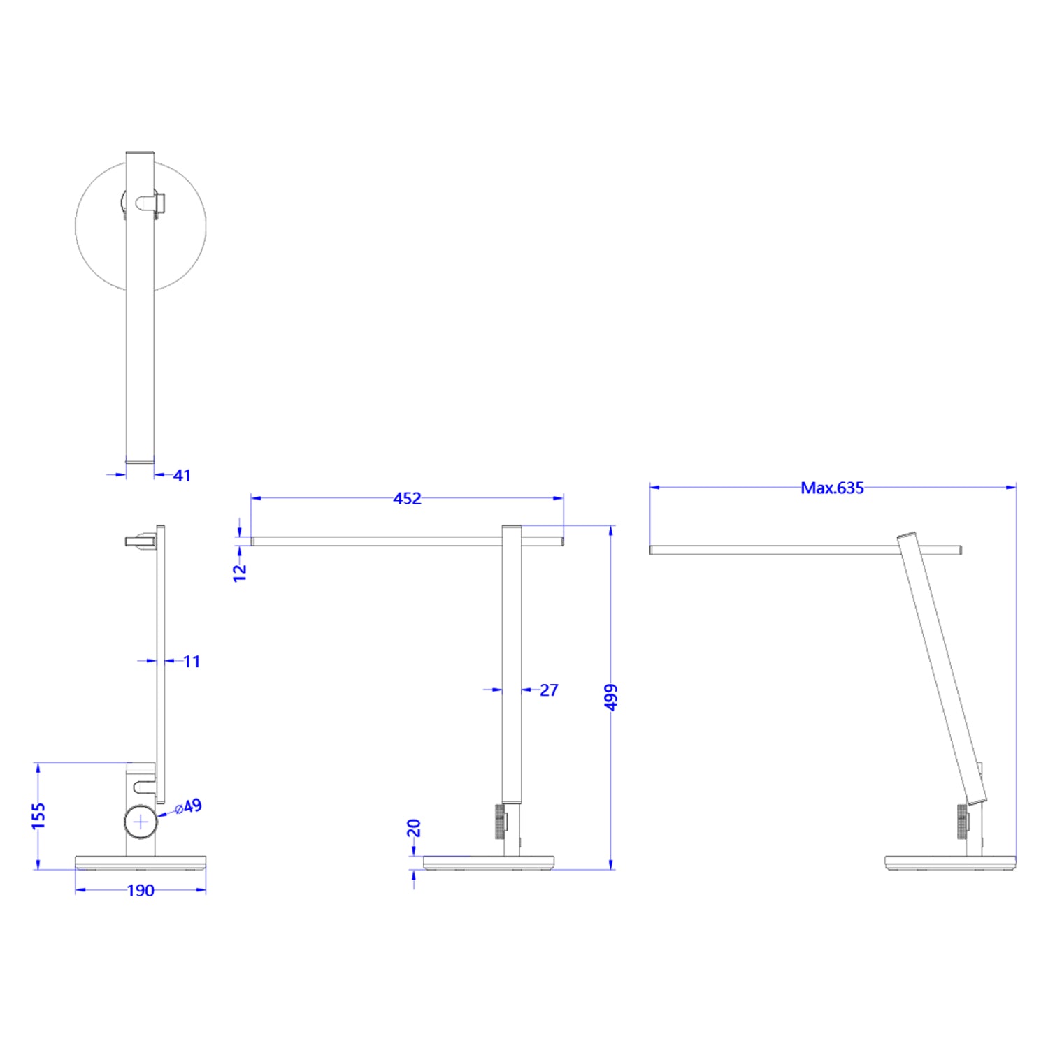 DESK LAMP LED BLAIN PRO HM4445.08 BRUSHED SILVER COLOR Φ19x49,9Hcm.