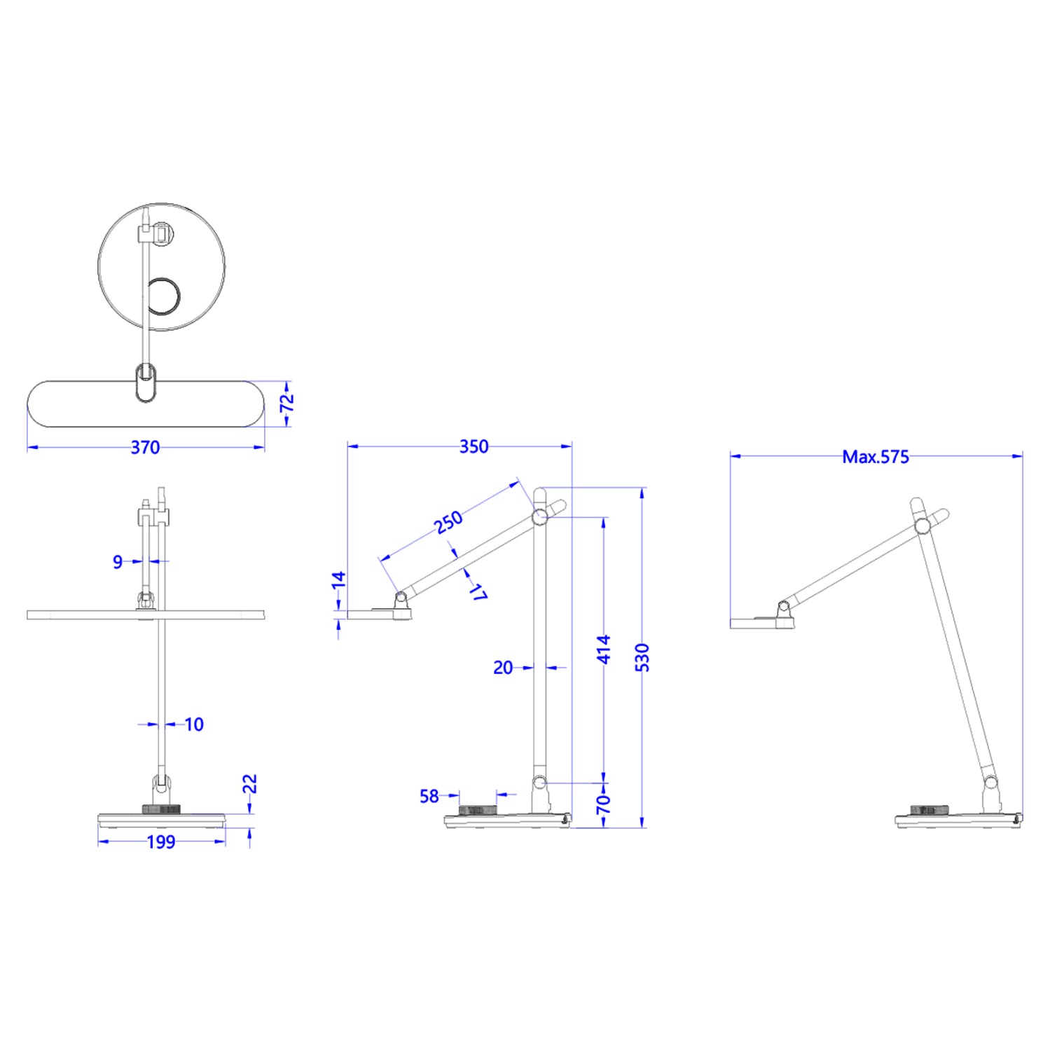 DESK LAMP LED BLAIN PRO HM4446.07 ABS BASE AND ALUMINUM ARMS IN GREY 57,5x53Hcm.