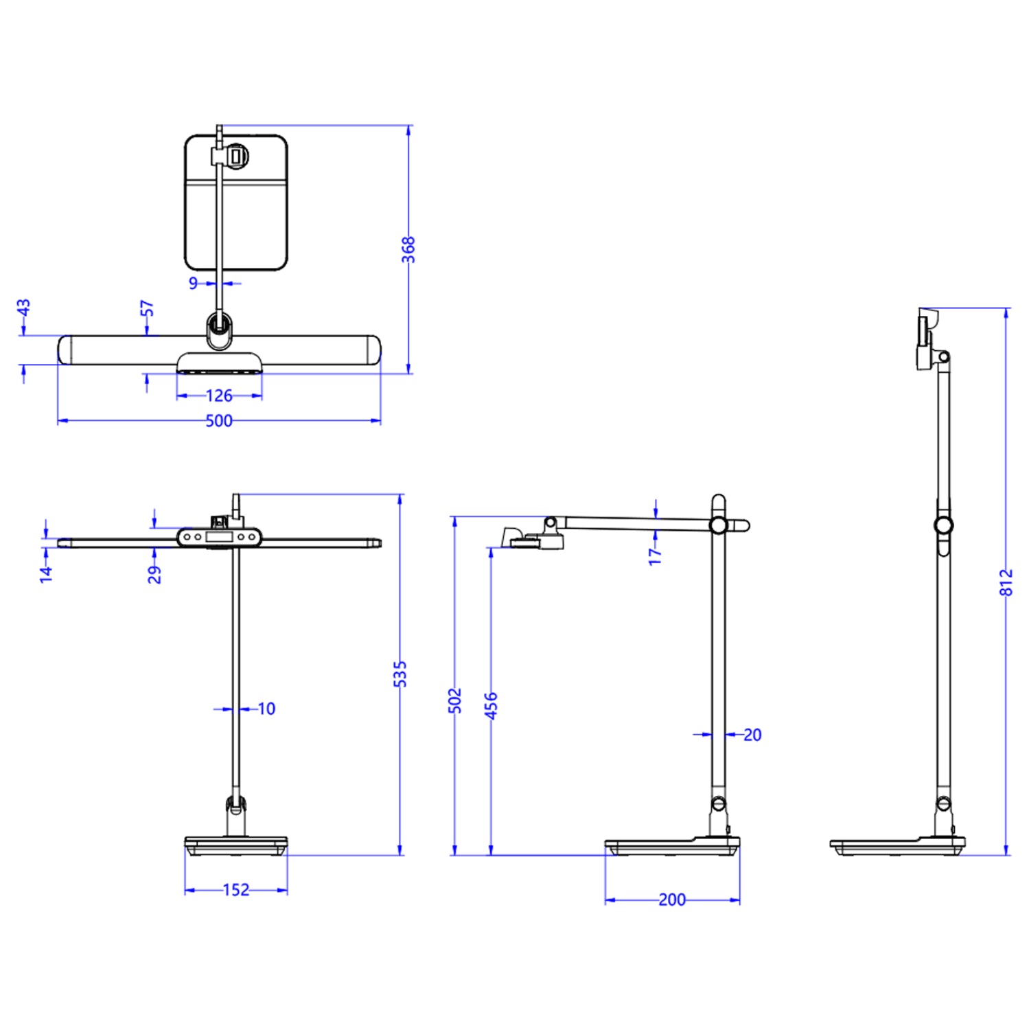 DESK LAMP LED BLAIN PRO HM4447.08 ABS BASE AND ALUMINUM ARMS IN SILVER 36,8x81Hcm.