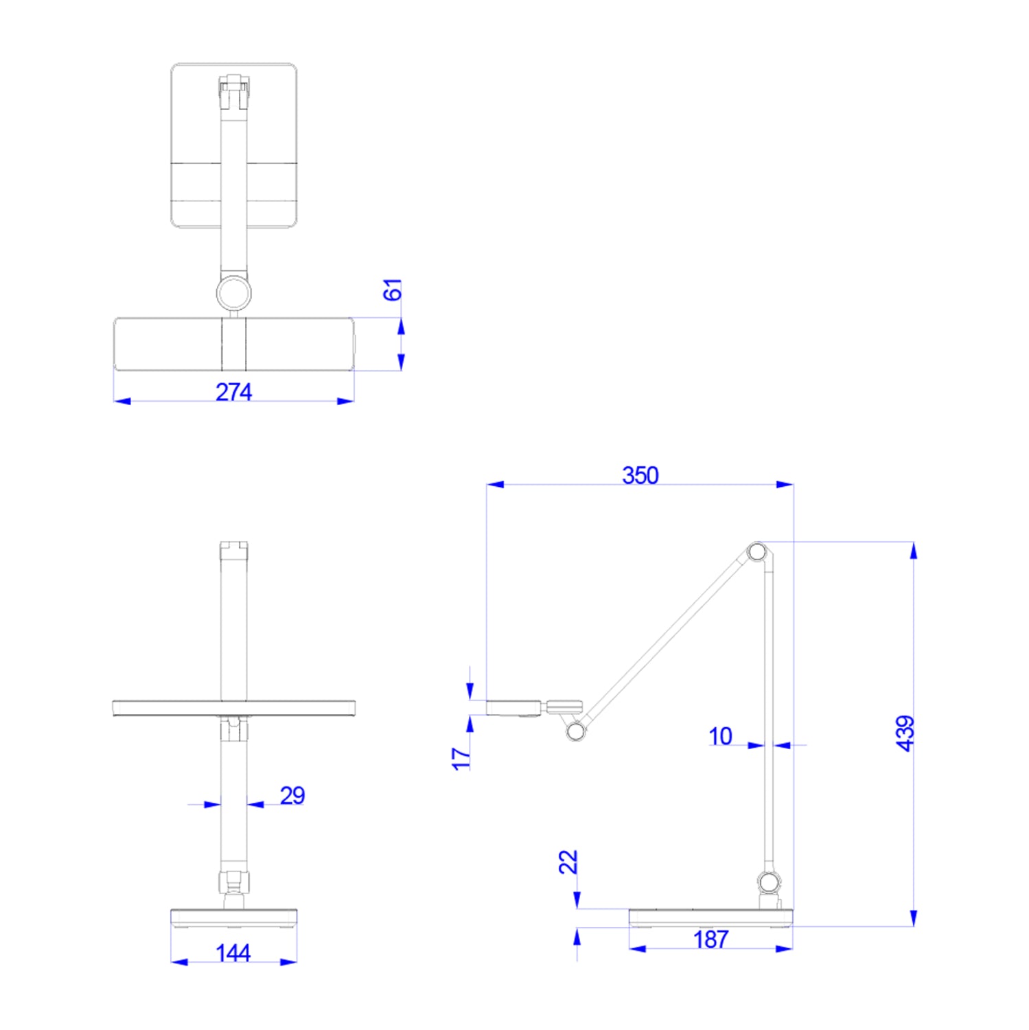 DESK LAMP LED BLAIN PRO HM4461.02 BRUSHED BLACK ABS 35x43,9Hcm.