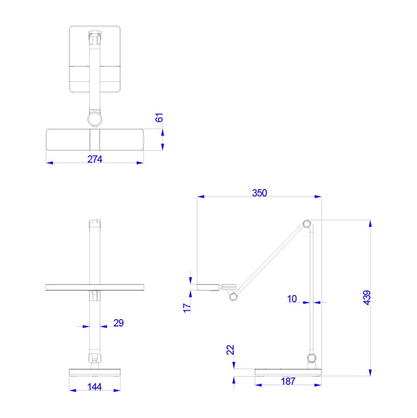 DESK LAMP LED BLAIN PRO HM4461.08 BRUSHED SILVER ABS 35x43,9Hcm.