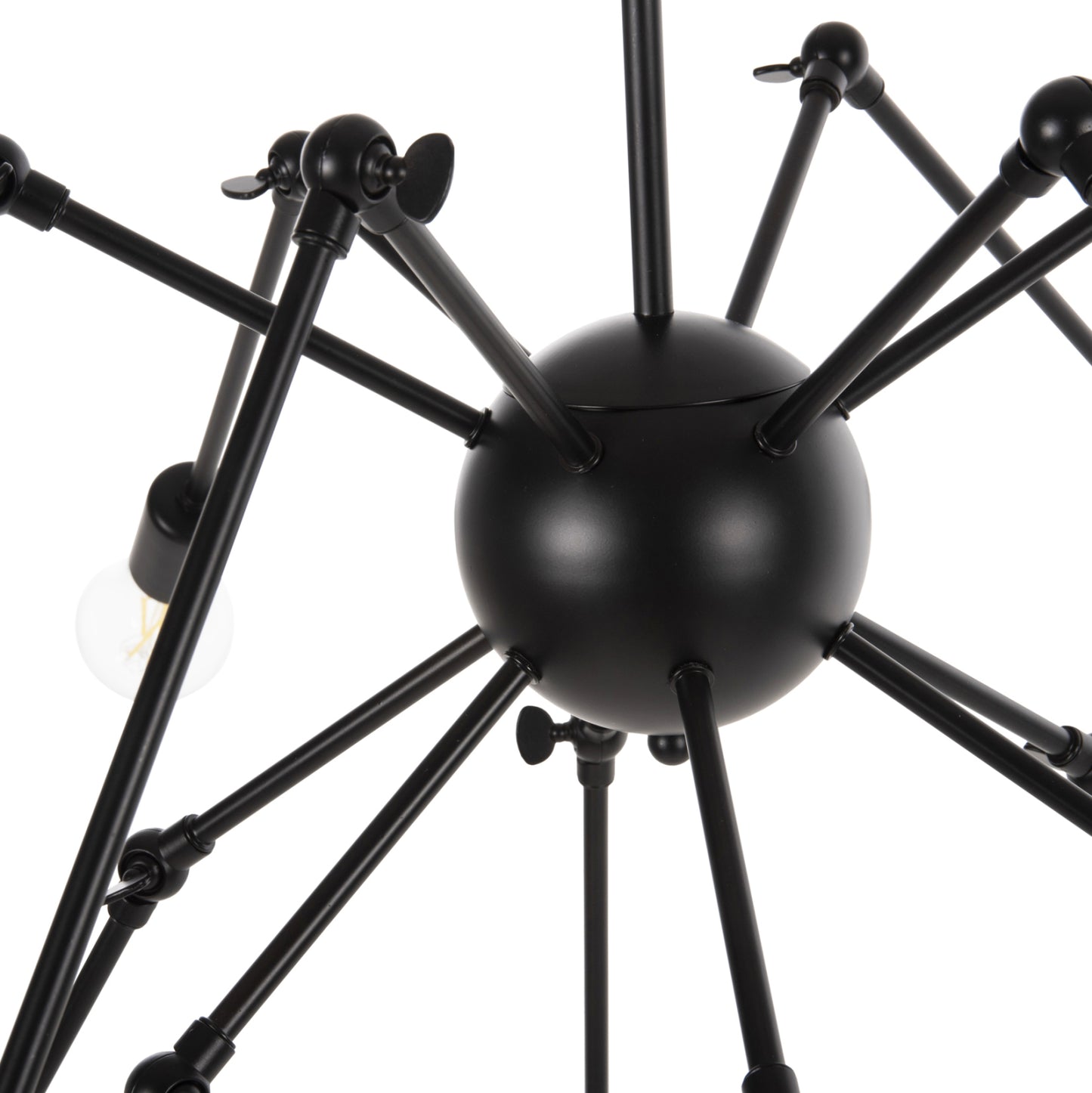 CEILING PENDANT 12-LIGHT HM4167 BLACK METAL ARTICULATED ARMS Φ92x120Hcm.
