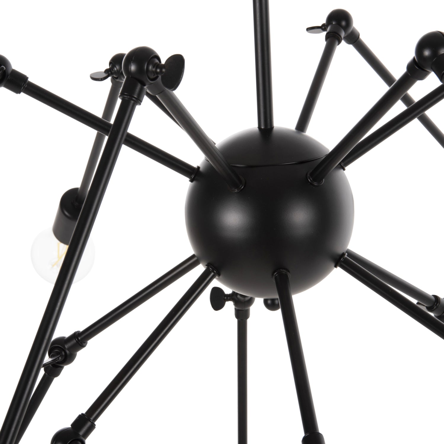 CEILING PENDANT 12-LIGHT HM4167 BLACK METAL ARTICULATED ARMS Φ92x120Hcm.