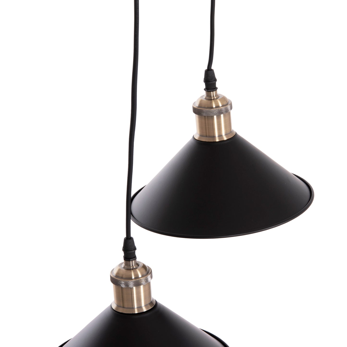 CEILING PENDANT 2-LIGHT BELL HM7531.11 BLACK METAL-BRONZE SOCKET Φ21,5x135Hcm.