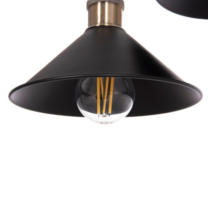 CEILING PENDANT 2-LIGHT BELL HM7531.11 BLACK METAL-BRONZE SOCKET Φ21,5x135Hcm.