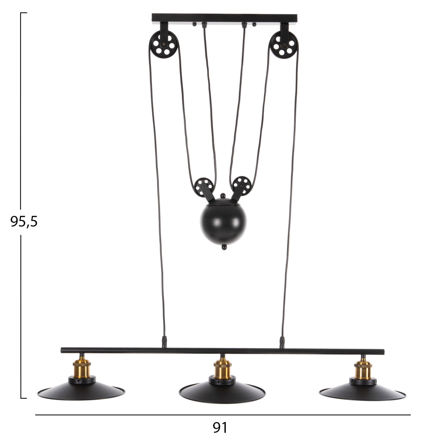 CEILING PENDANT 3-LIGHT HM4120 METAL IN BLACK 91x91x95,5Hcm.