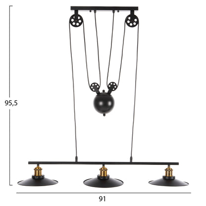 CEILING PENDANT 3-LIGHT HM4120 METAL IN BLACK 91x91x95,5Hcm.
