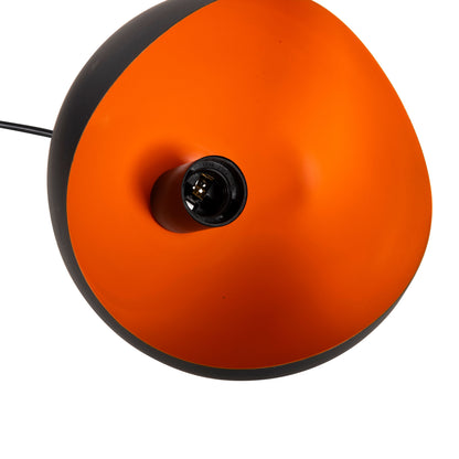 CEILING PENDANT 3-LIGHTER HM4166.01 METAL SPHERES IN BLACK-ORANGE Φ20x112Hcm.