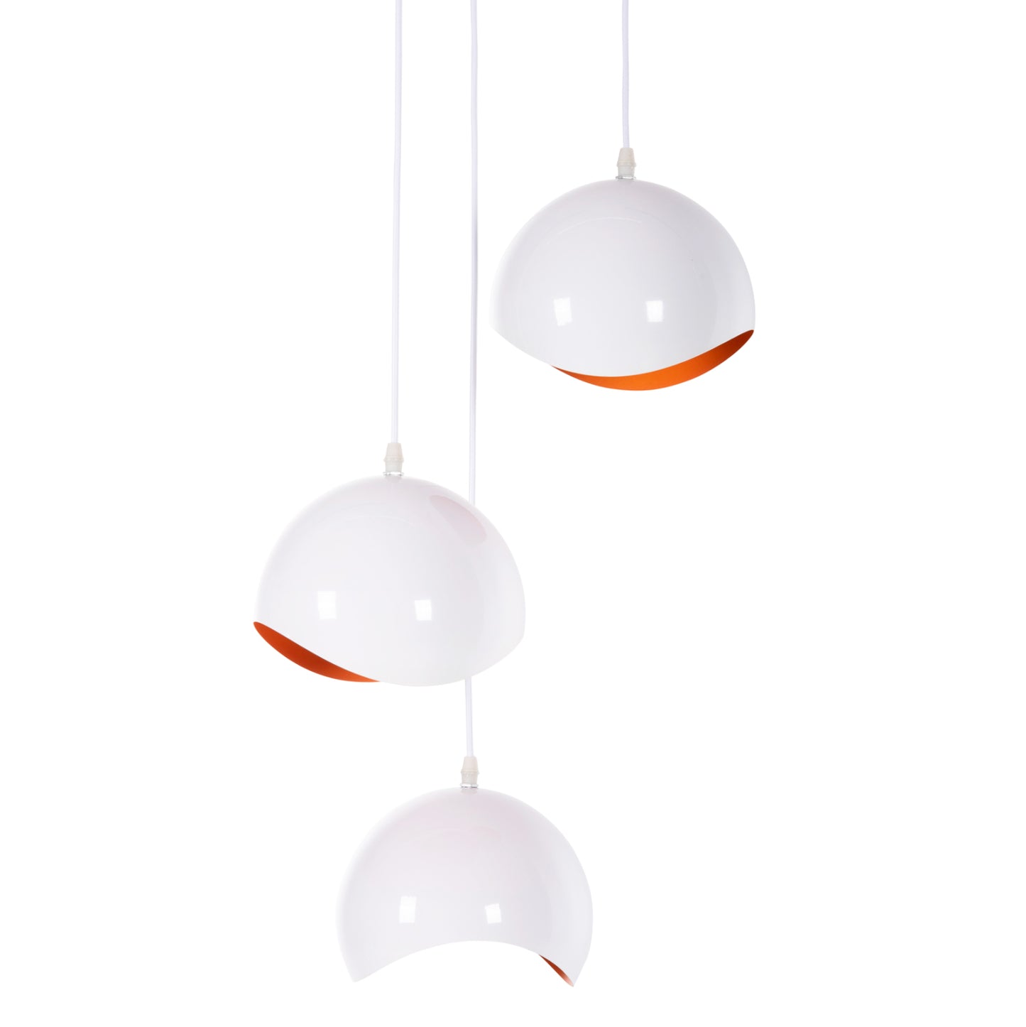 CEILING PENDANT 3-LIGHTER HM4166.02 METAL SPHERES IN WHITE-ORANGE Φ20x112Hcm.