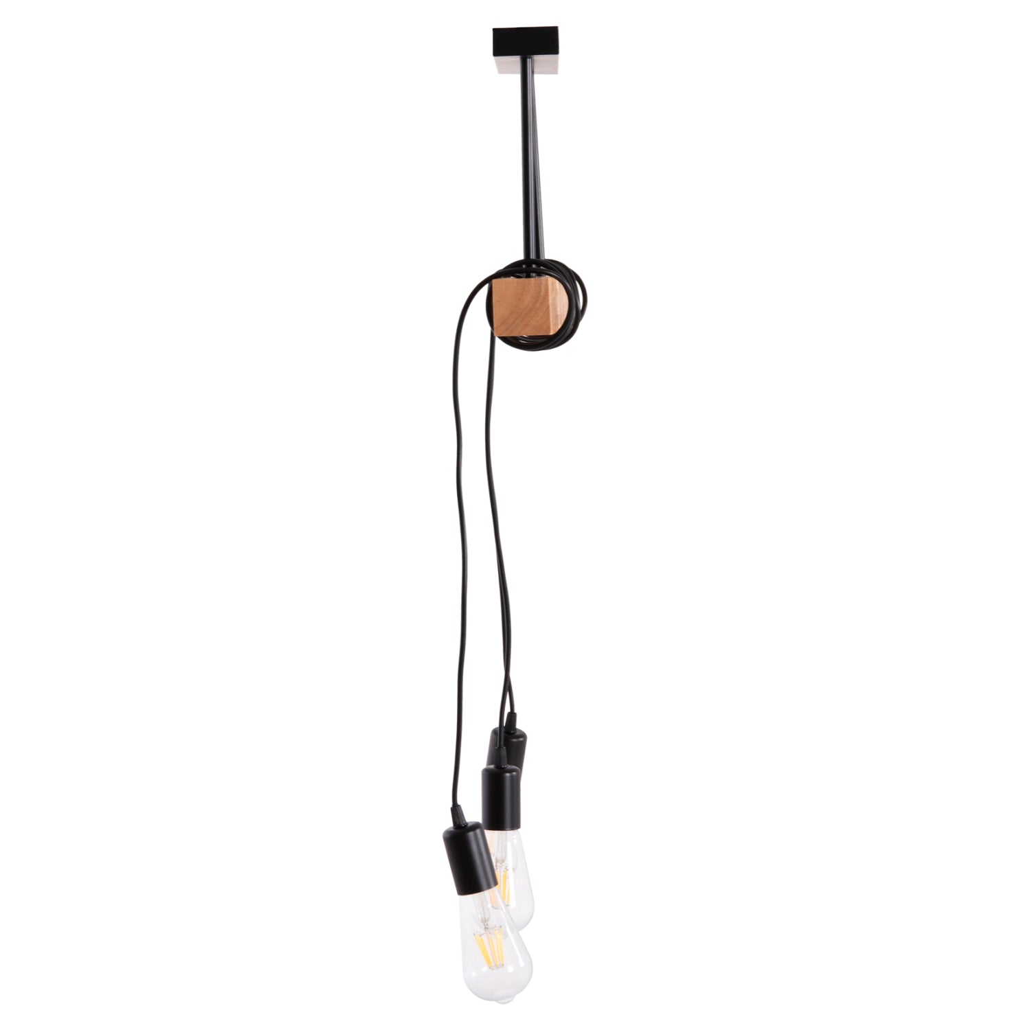 CEILING PENDANT 3-LIGHT FIXTURE VOLKS HM4658 METAL-WOOD 49.5x5x134.5Hcm.